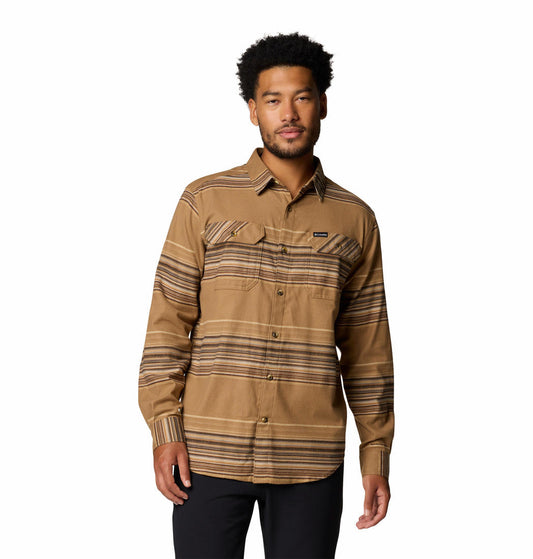 Columbia Mens Brown Flare Gun Stretch Flannel Long Sleeve Shirt