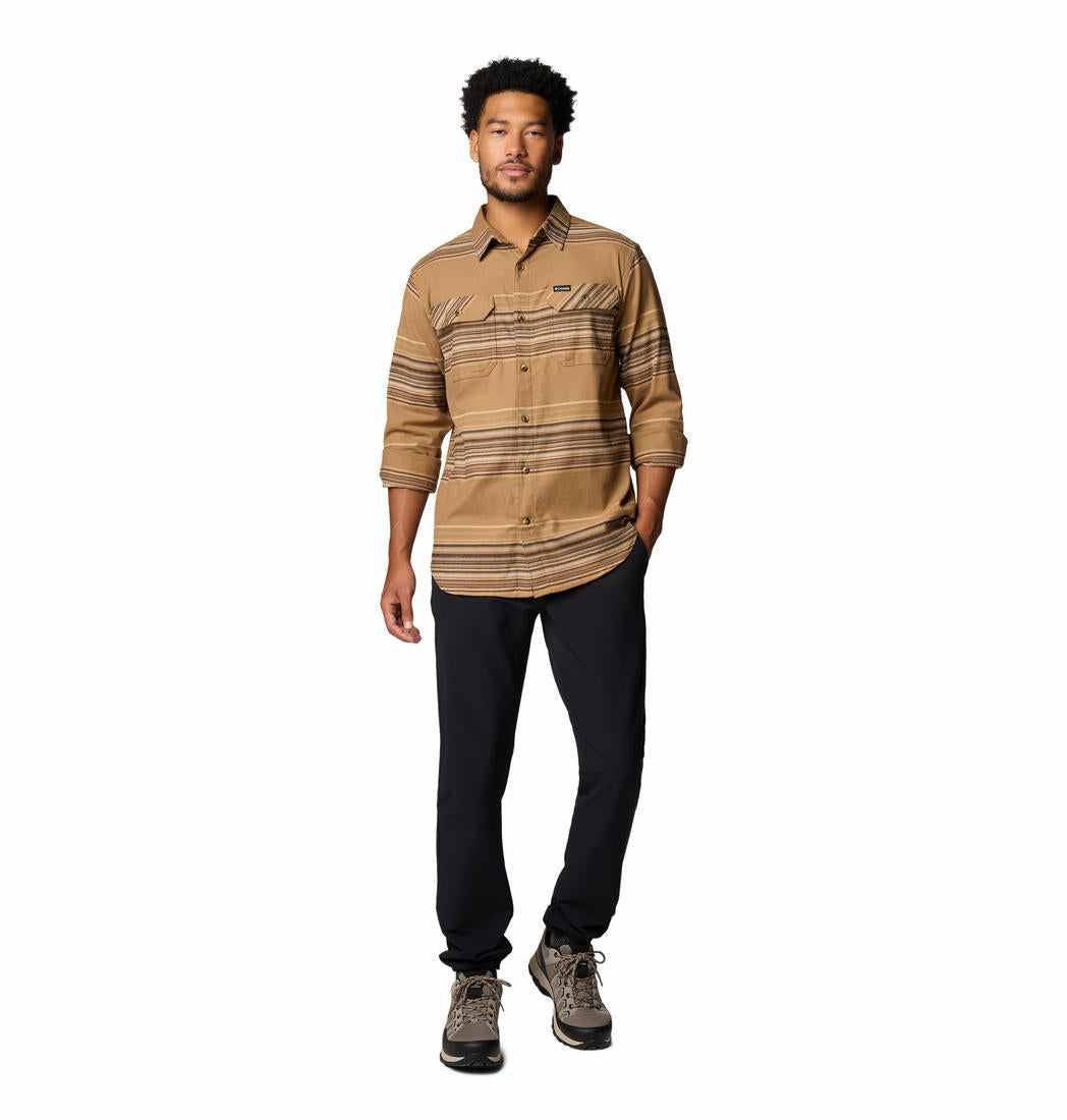 Columbia Mens Brown Flare Gun Stretch Flannel Long Sleeve Shirt