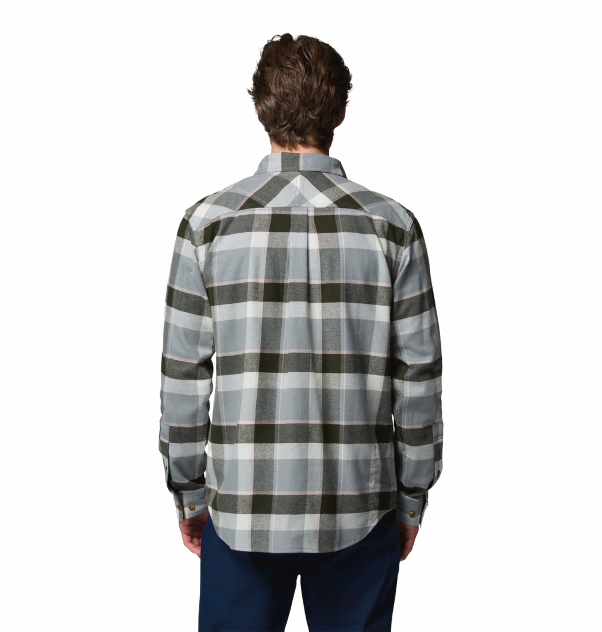 men green omni wick flare gun stretch flannel long sleeve shirt