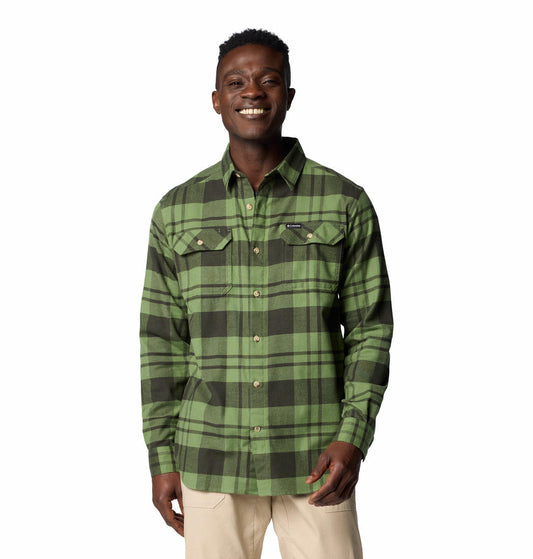 Columbia Mens Green Flare Gun Stretch Flannel Long Sleeve Shirt