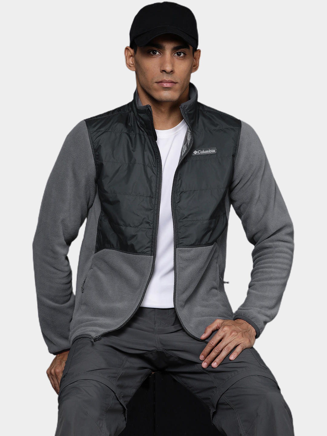 Columbia Men Grey Basin Butte Full Zip Fleece Jacket