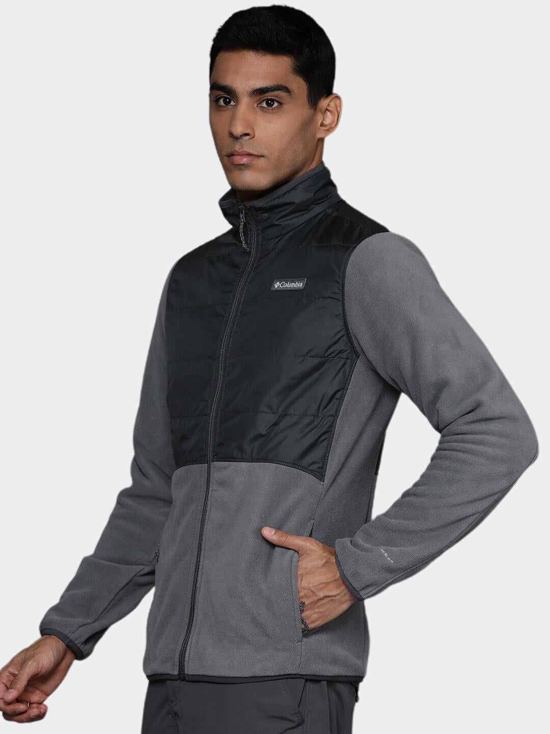 Columbia Men Grey Basin Butte Full Zip Fleece Jacket