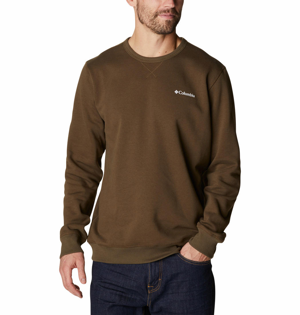 Columbia Men Olive M Columbia Logo Fleece Crew (Sun Protection)