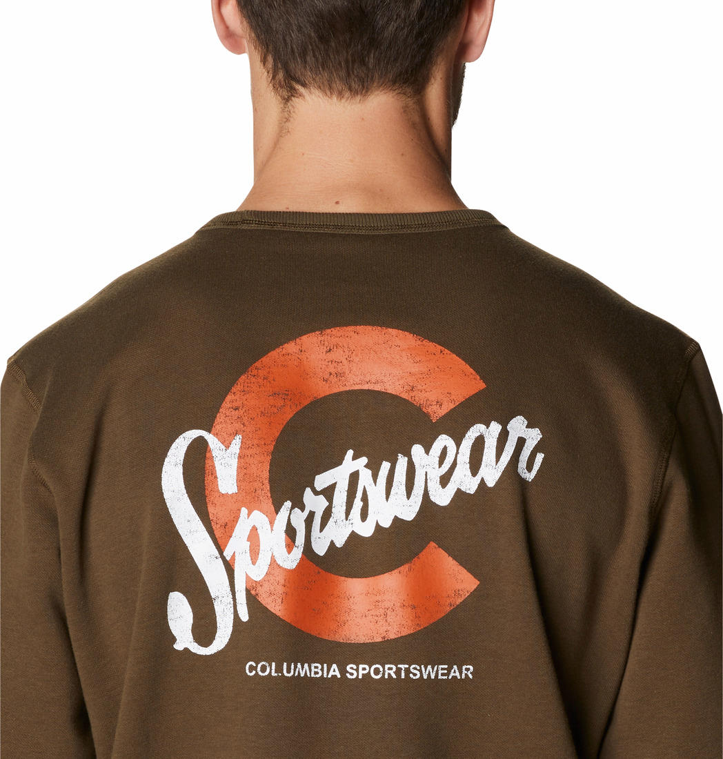 Columbia Men Olive M Columbia Logo Fleece Crew (Sun Protection)