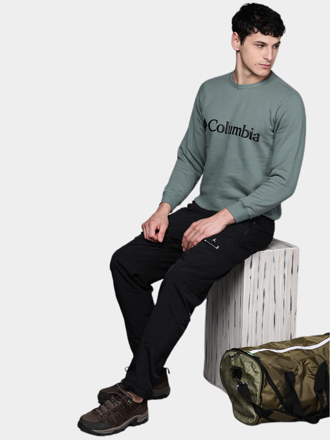 Columbia Men Green M Columbia Logo Fleece Crew Fleece Jacket