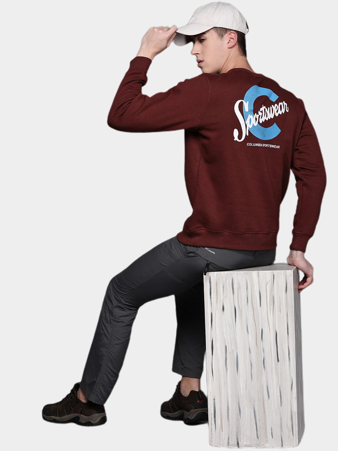 Columbia Men Maroon M Columbia Logo Fleece Crew Fleece Jacket
