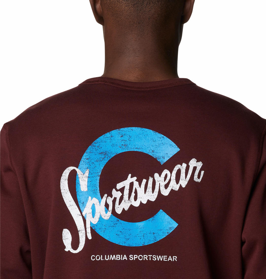 Columbia Men Maroon M Columbia Logo Fleece Crew Fleece Jacket