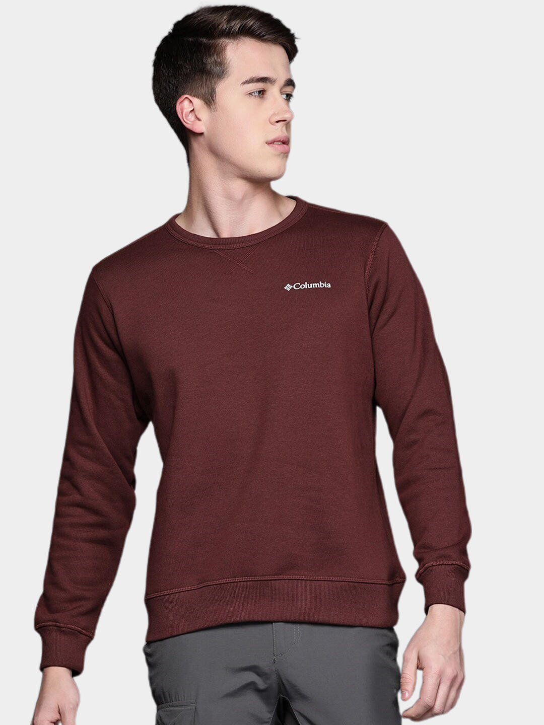 Columbia Men Maroon M Columbia Logo Fleece Crew Fleece Jacket