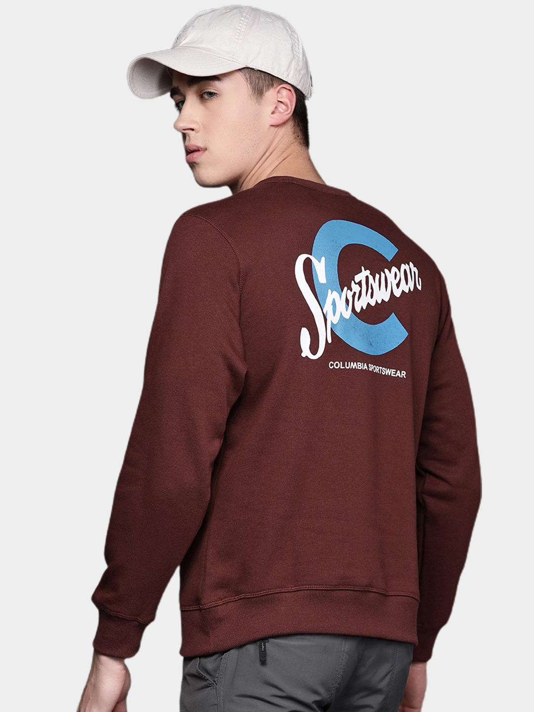Columbia Men Maroon M Columbia Logo Fleece Crew Fleece Jacket