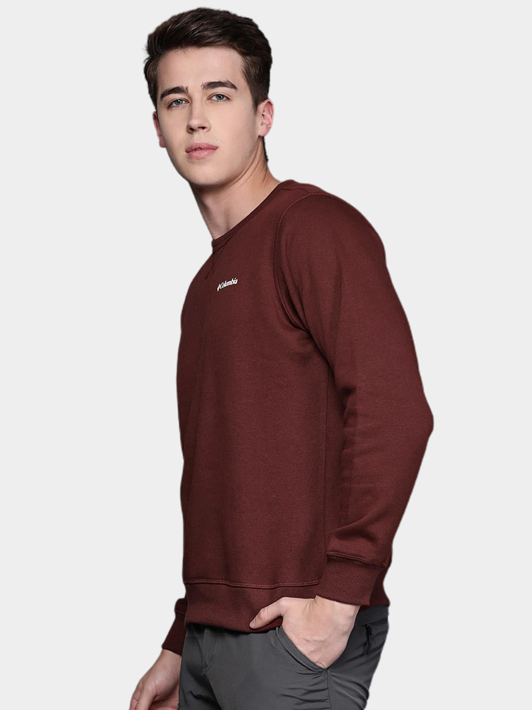 Columbia Men Maroon M Columbia Logo Fleece Crew Fleece Jacket