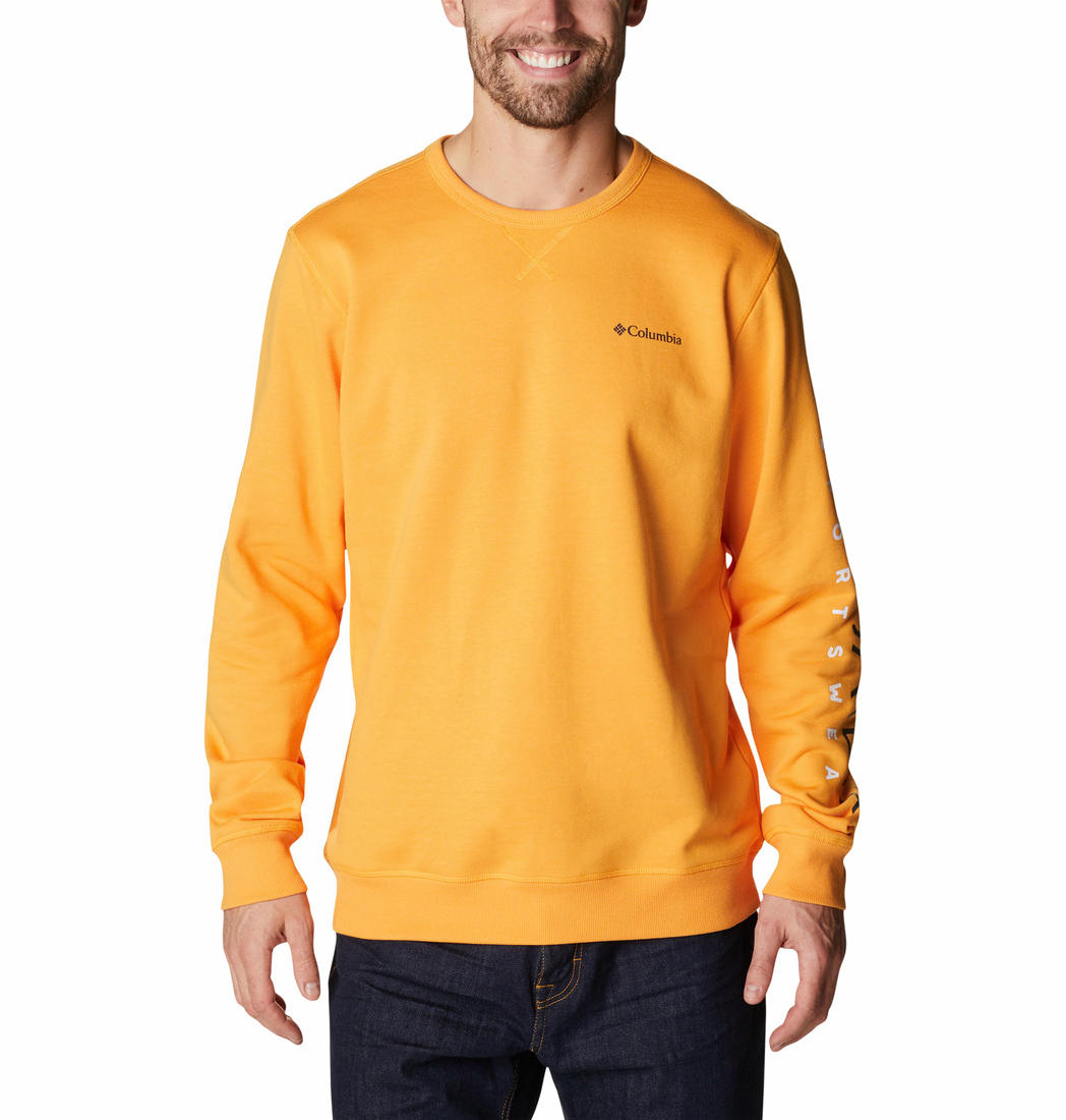 Columbia Men Yellow M Columbia Logo Fleece Crew (Sun Protection)