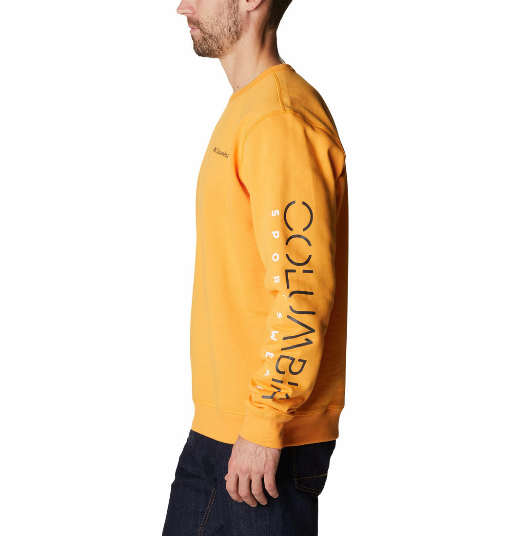 Columbia Men Yellow M Columbia Logo Fleece Crew (Sun Protection)
