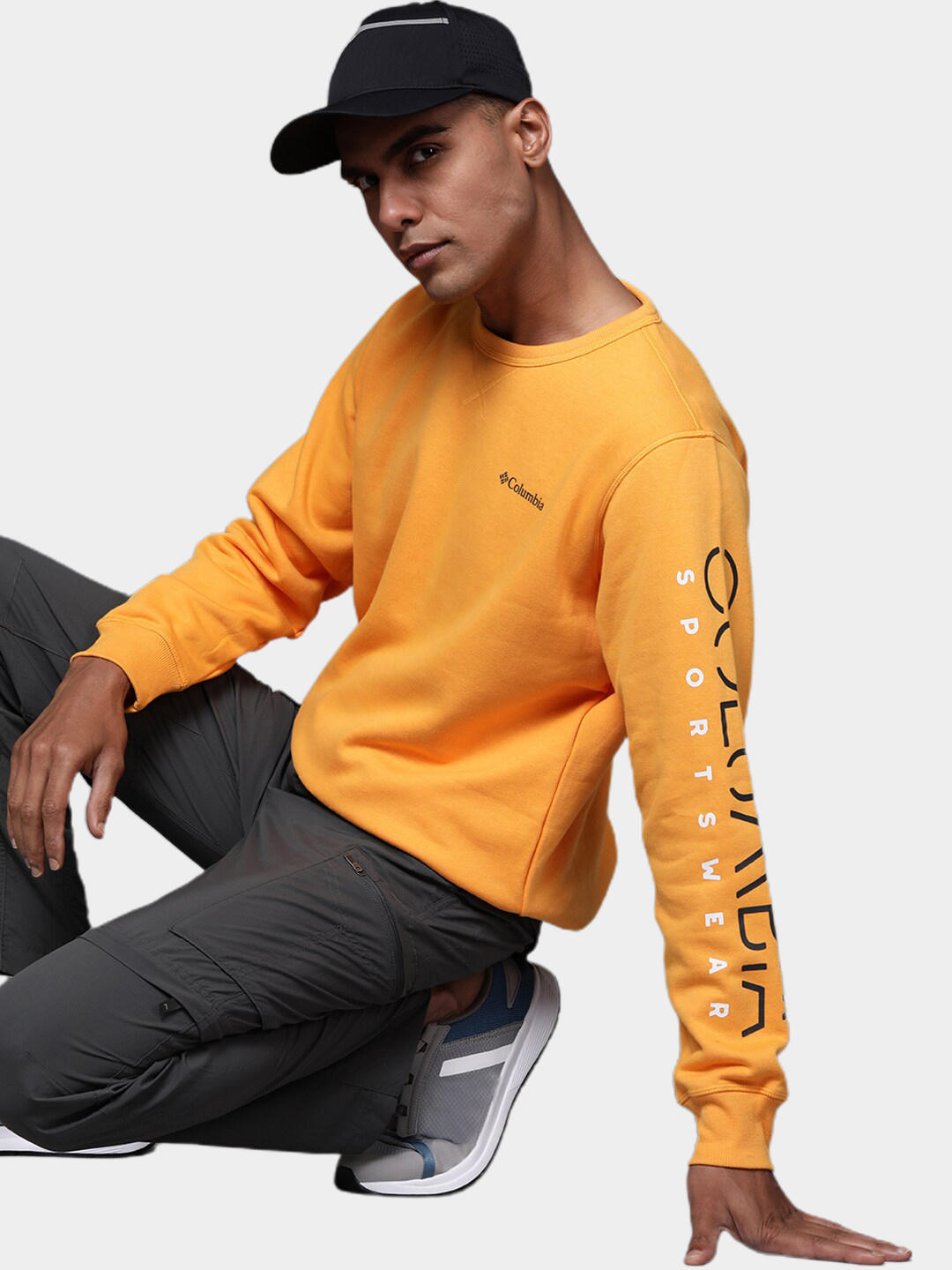 Columbia Men Yellow M Columbia Logo Fleece Crew (Sun Protection)