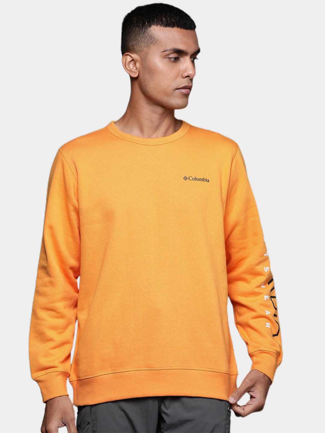 Columbia Men Yellow M Columbia Logo Fleece Crew (Sun Protection)