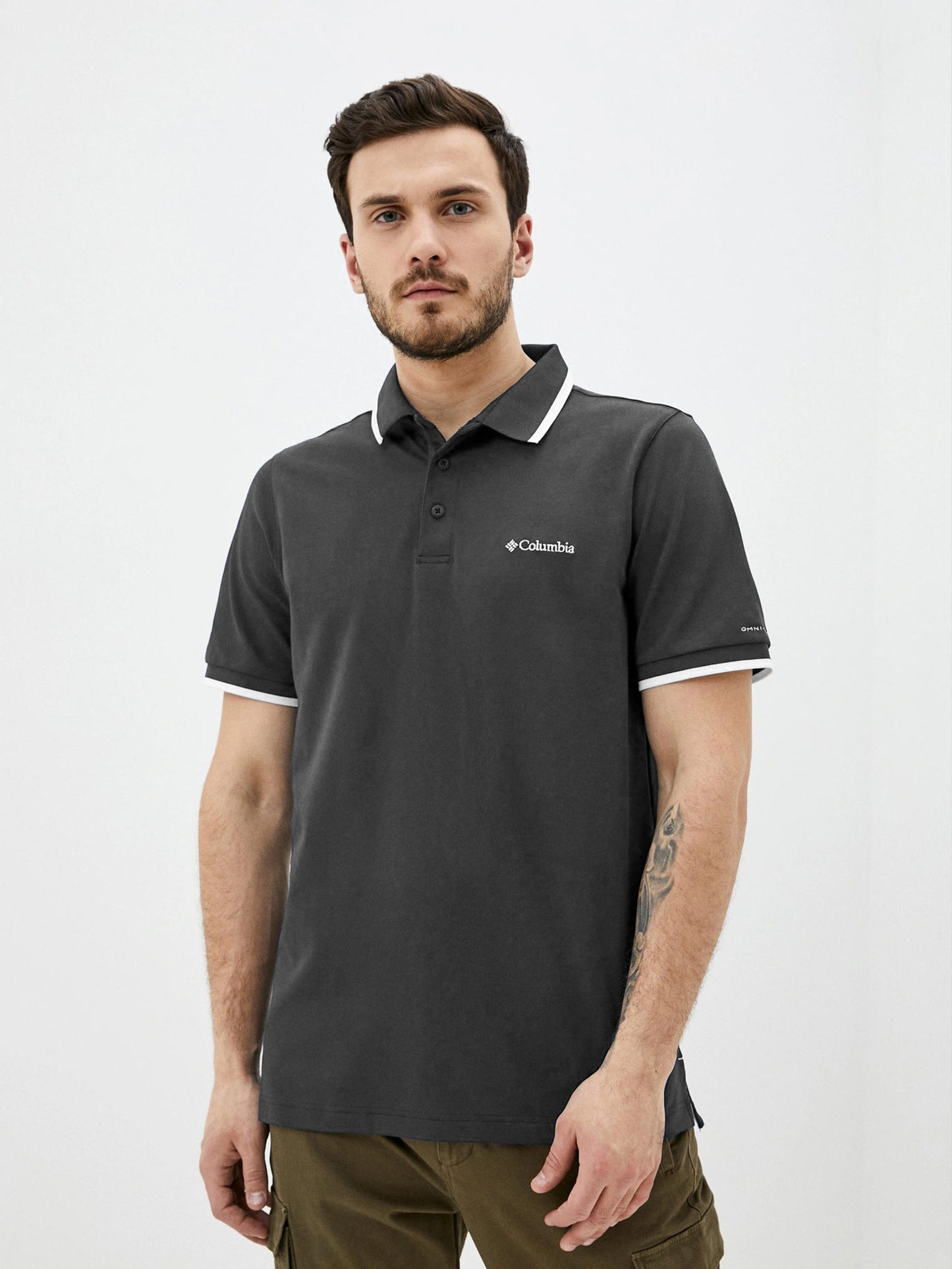 Columbia Mens Black Omni-Wick Cove Dome Butte Solid Pique Polo Tshirt