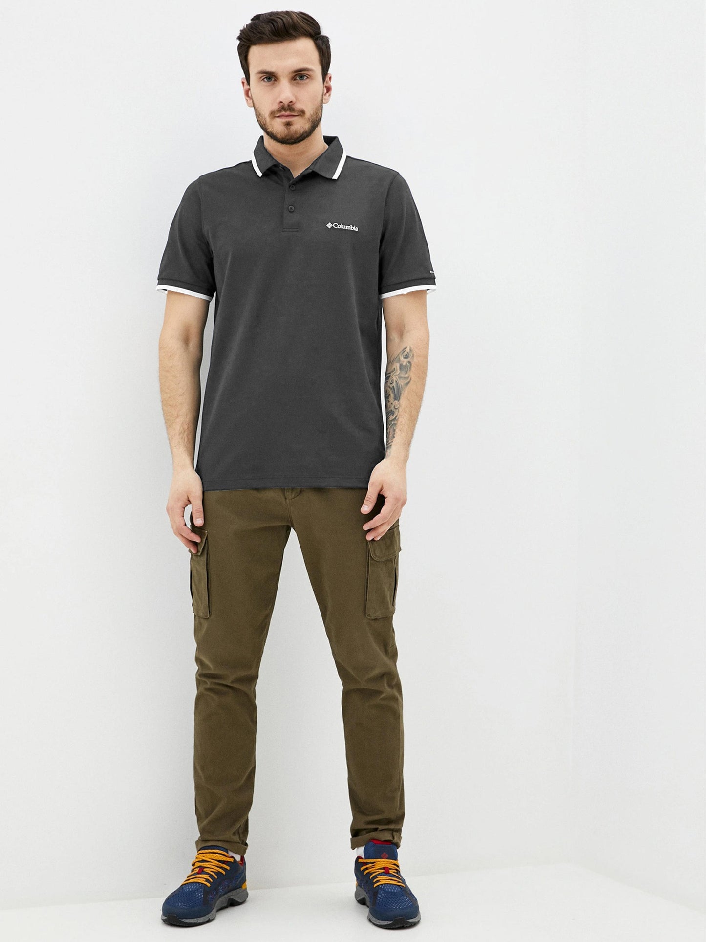 Columbia Mens Black Omni-Wick Cove Dome Butte Solid Pique Polo Tshirt