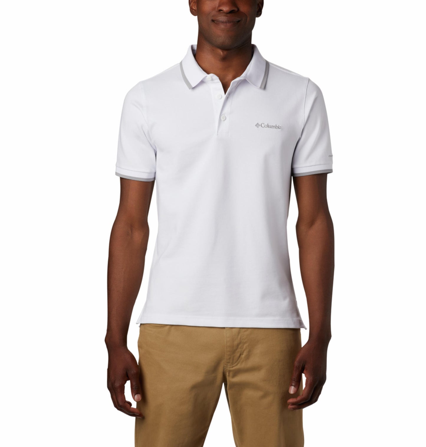 Columbia Mens White Omni-Wick Cove Dome Butte Solid Pique Polo Tshirt