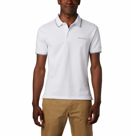 Columbia Mens White Omni-Wick Cove Dome Butte Solid Pique Polo Tshirt
