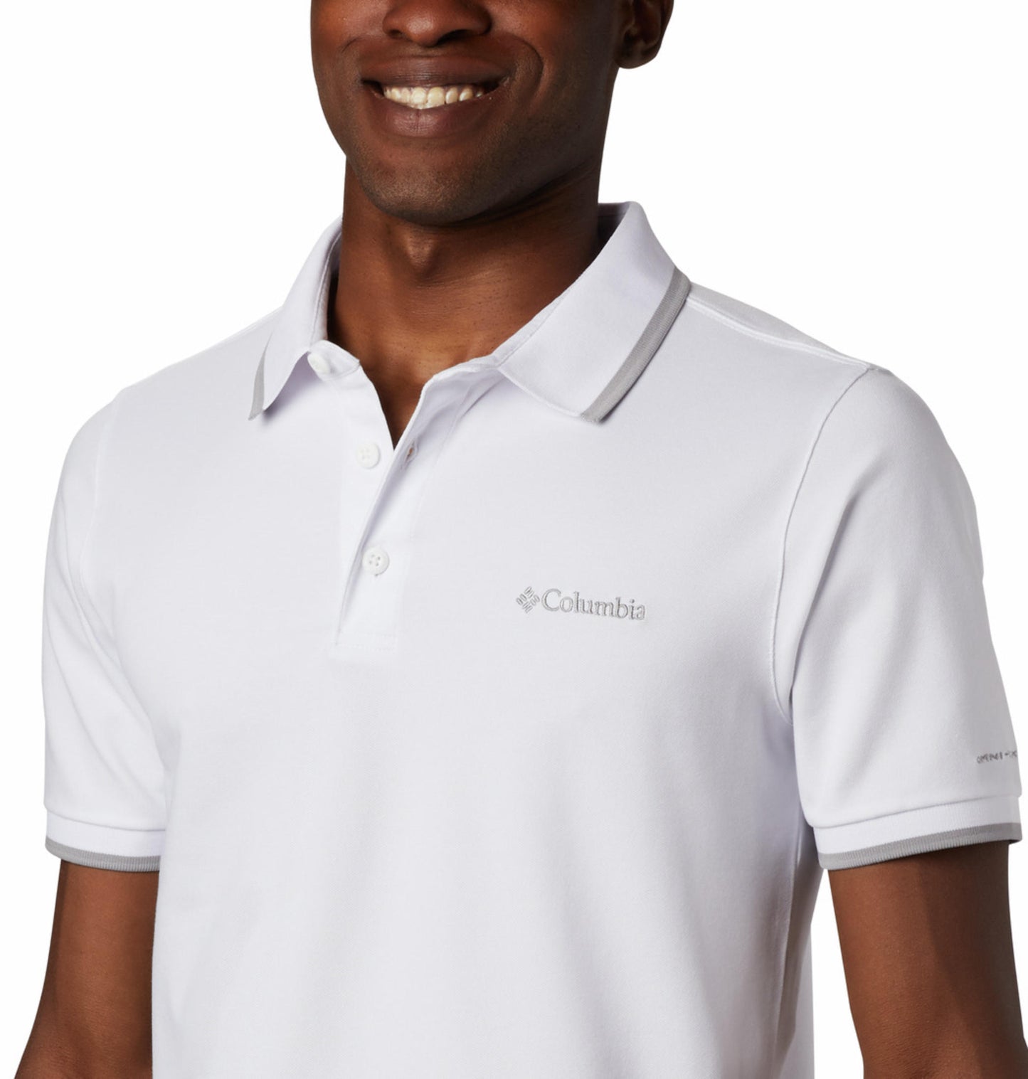 Columbia Mens White Omni-Wick Cove Dome Butte Solid Pique Polo Tshirt
