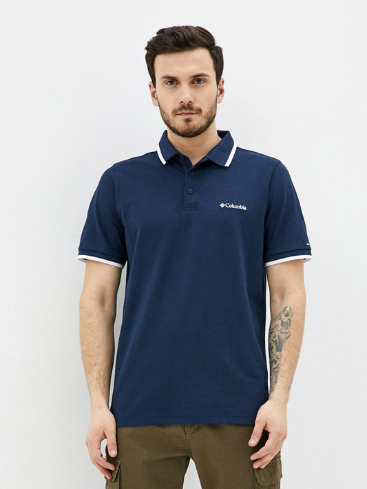 Columbia Mens Navy Blue Omni-Wick Cove Dome Butte Solid Pique Polo Tshirt
