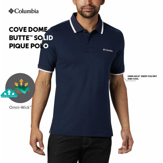 Columbia Mens Navy Blue Omni-Wick Cove Dome Butte Solid Pique Polo Tshirt