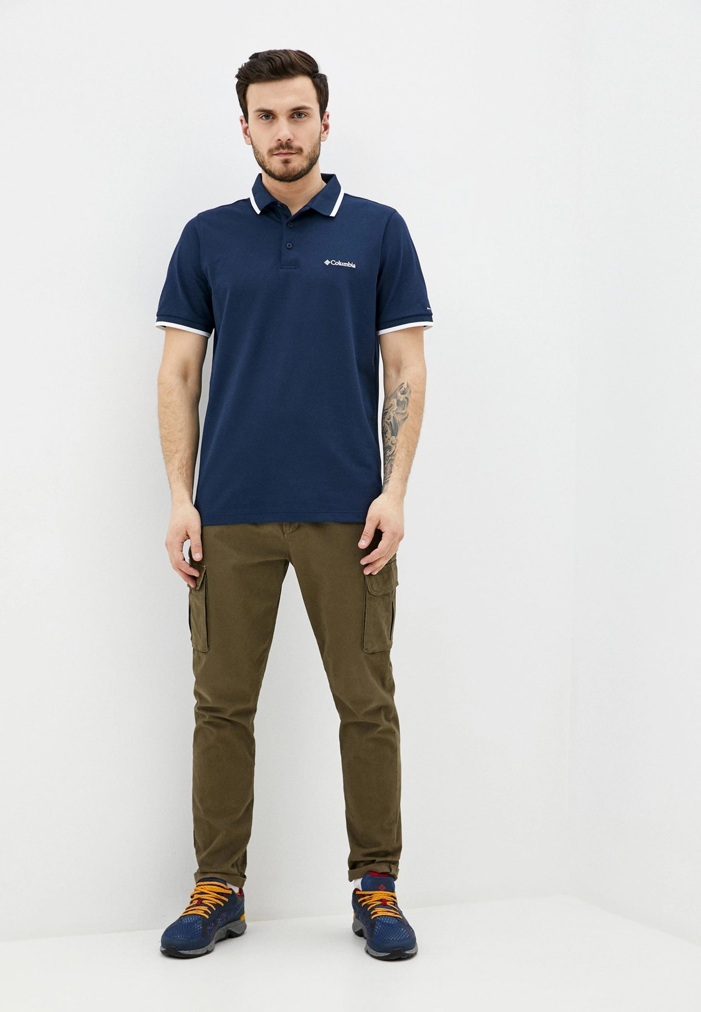 Columbia Mens Navy Blue Omni-Wick Cove Dome Butte Solid Pique Polo Tshirt