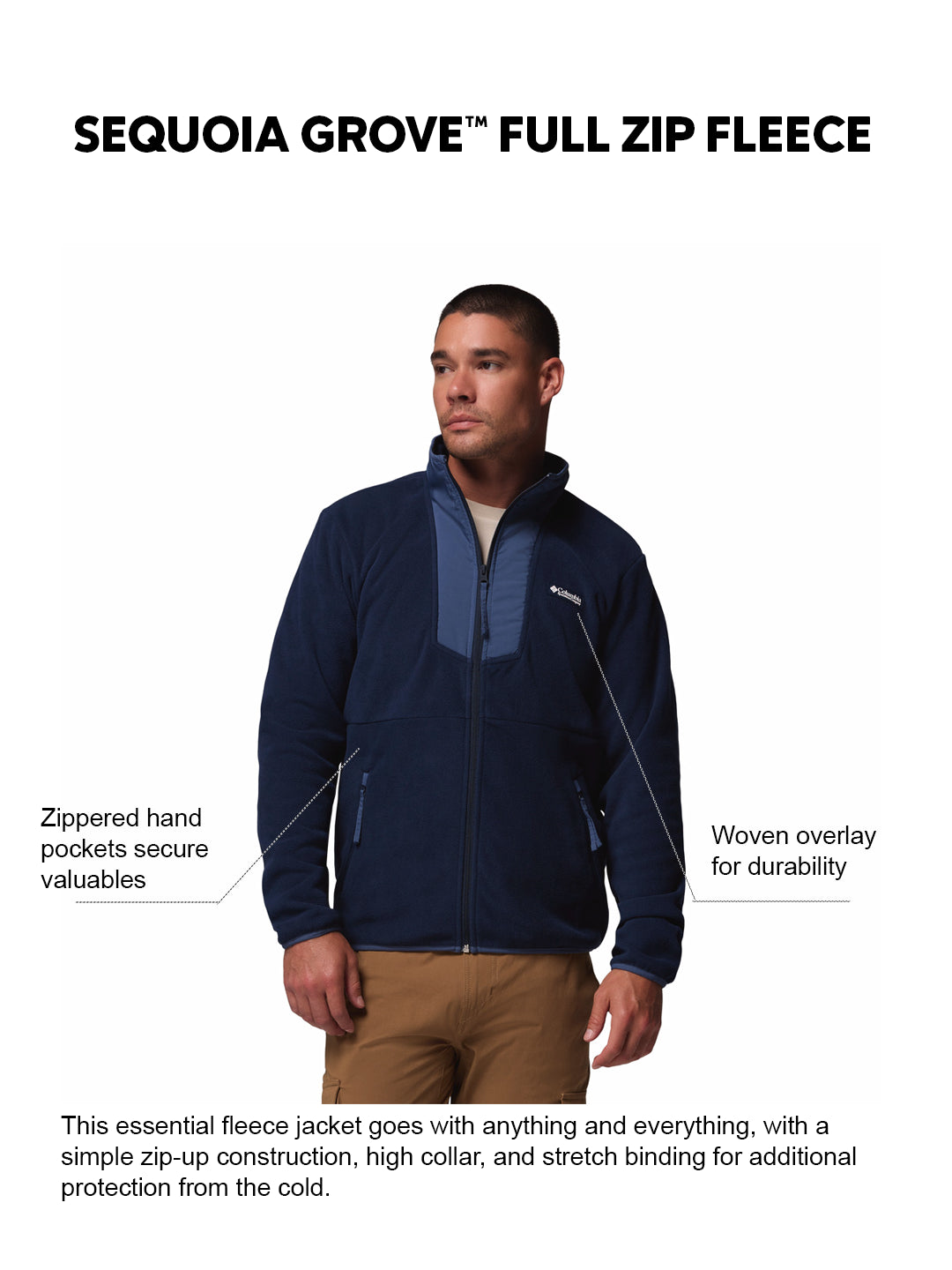 Columbia Men Navy Blue Sequoia Grove Fleece Jacket