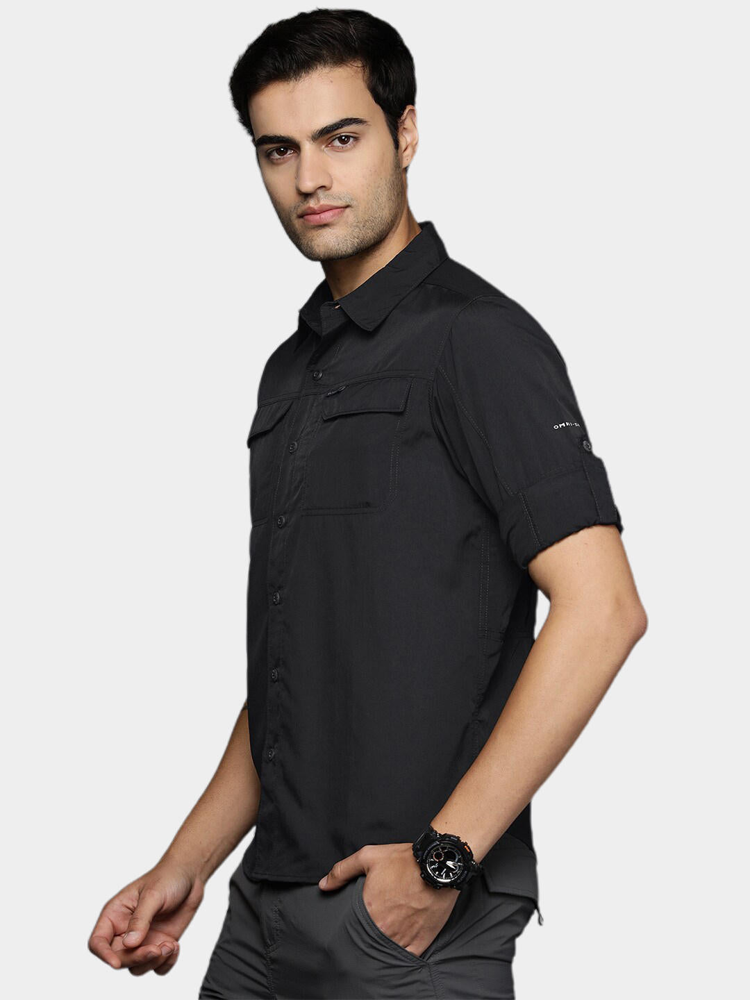 Columbia Men Black Silver Ridge2.0 Long Sleeve Shirt (Sun Protection)