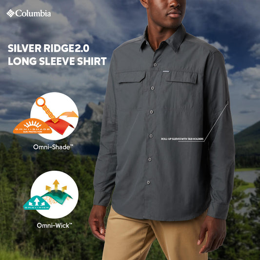 Columbia Men Grey Silver Ridge2.0 Long Sleeve Shirt