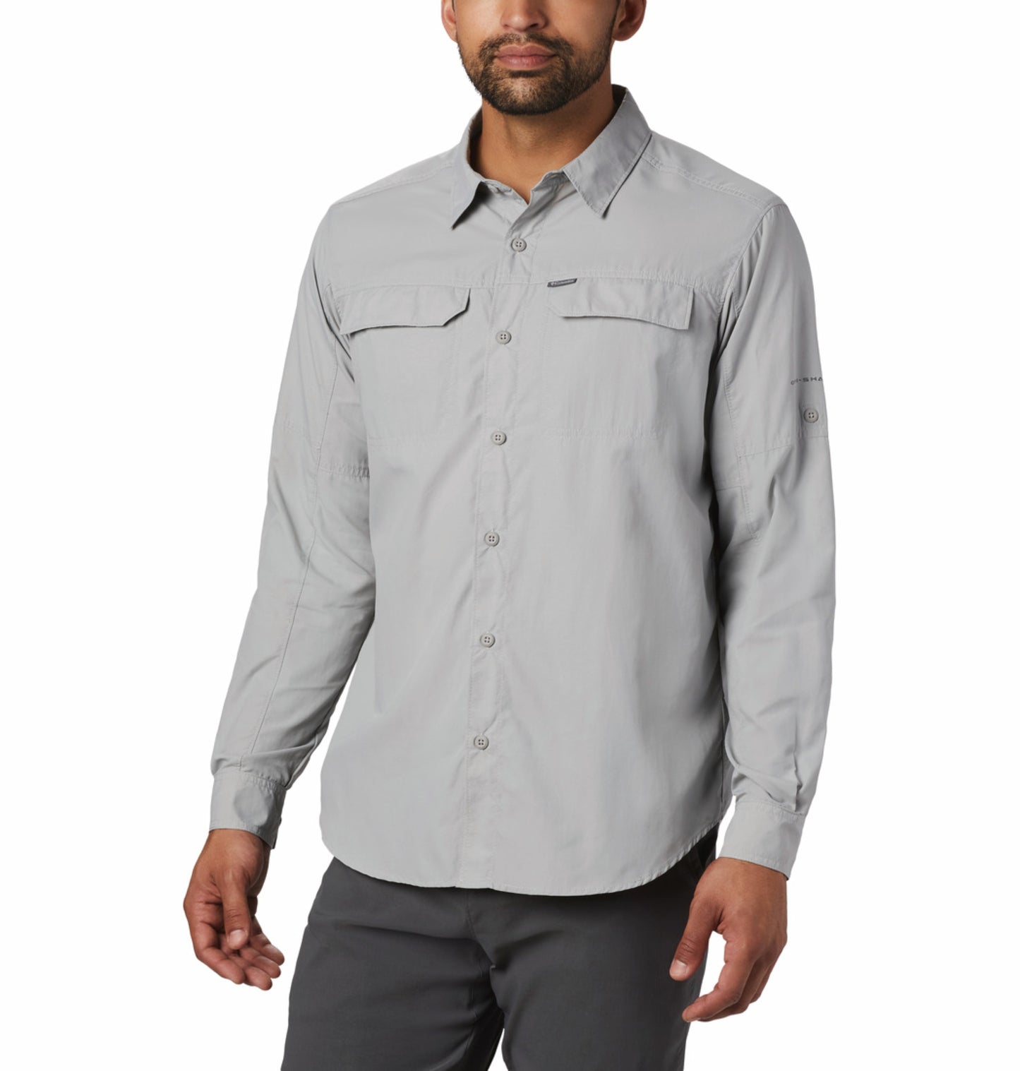 Columbia Men Grey Omni-Shade Silver Ridge 2.0 Long Sleeve Sun Protection Shirt