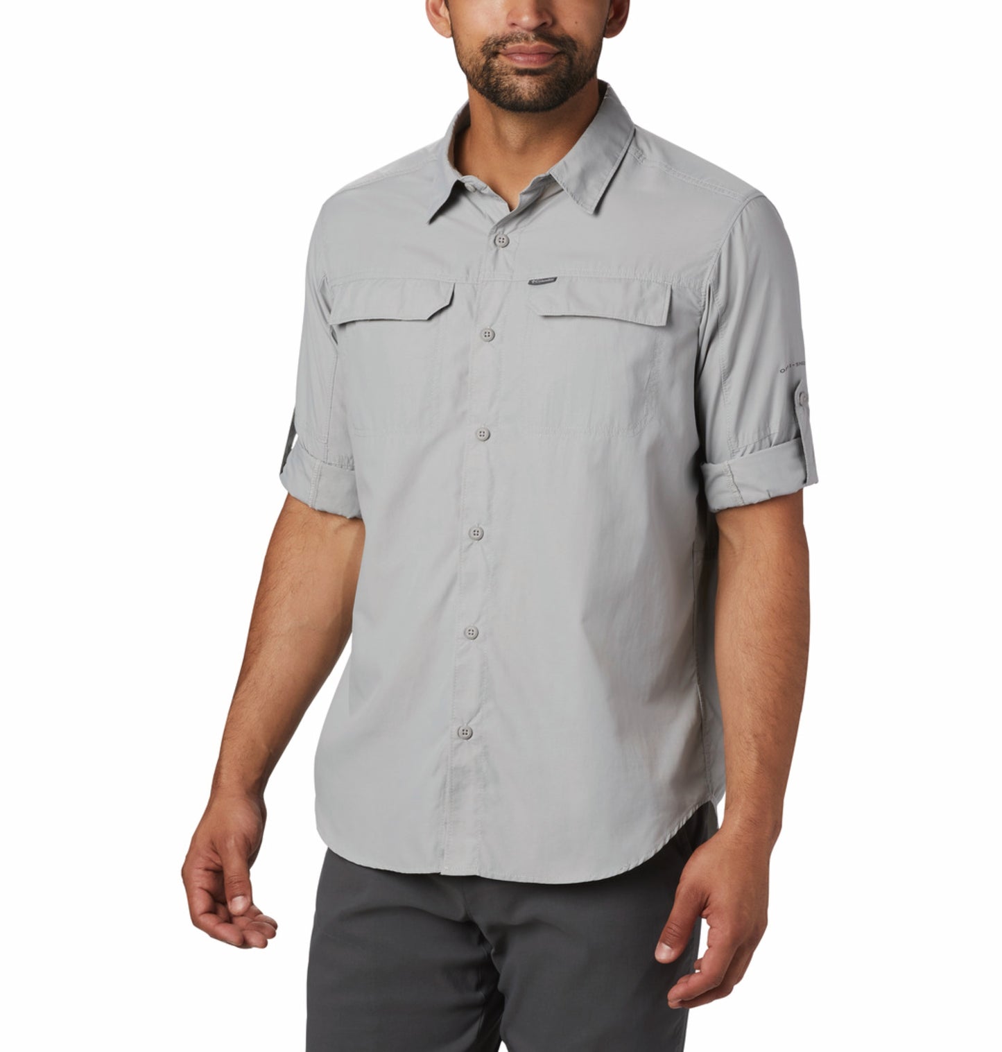 Columbia Men Grey Omni-Shade Silver Ridge 2.0 Long Sleeve Sun Protection Shirt
