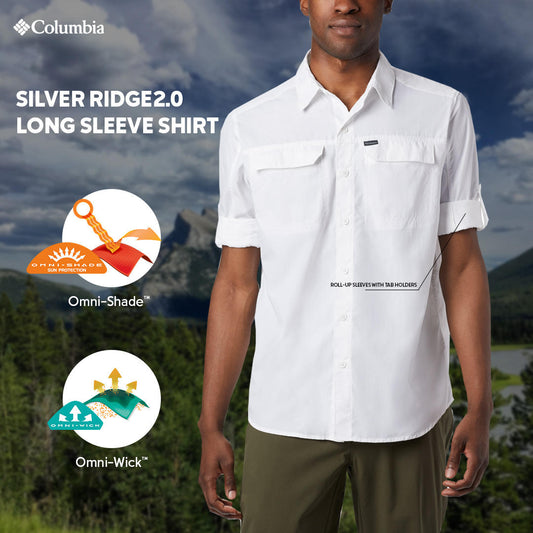Columbia Men White Silver Ridge2.0 Long Sleeve Shirt