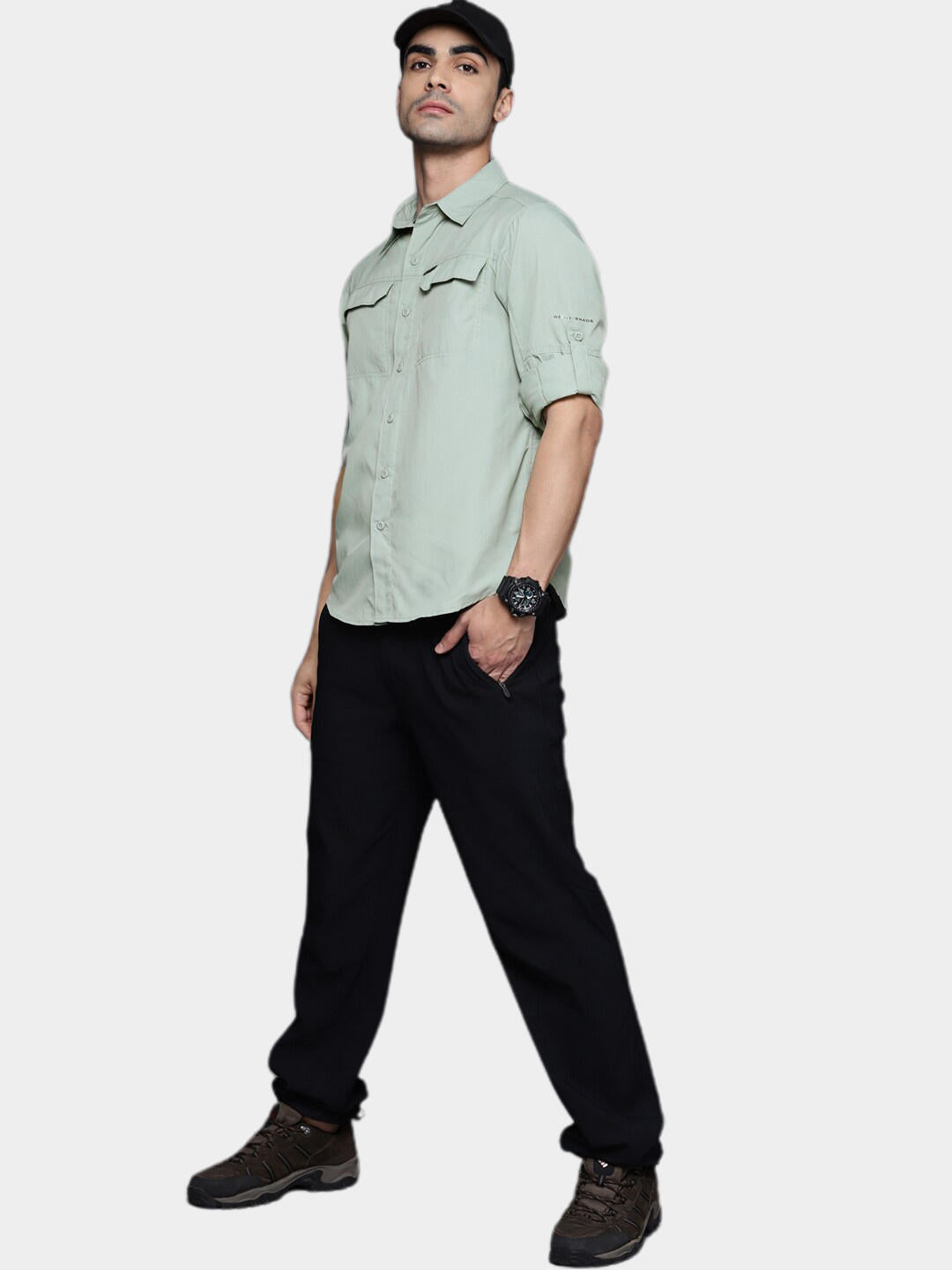 Columbia Men Green Silver Ridge2.0 Long Sleeve Shirt (Sun Protection)