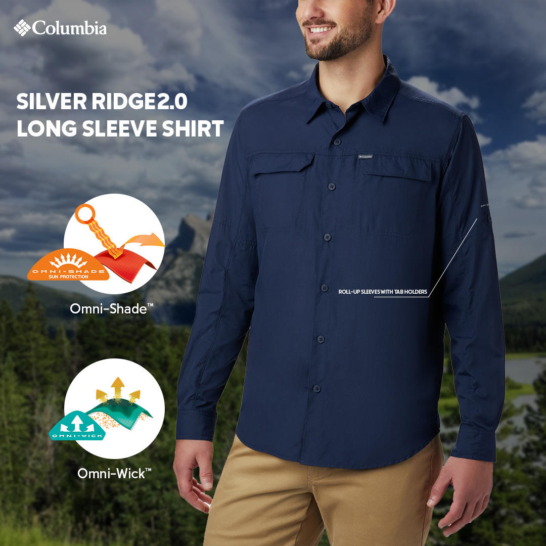 Columbia Men Navy Blue Silver Ridge2.0 Long Sleeve Shirt
