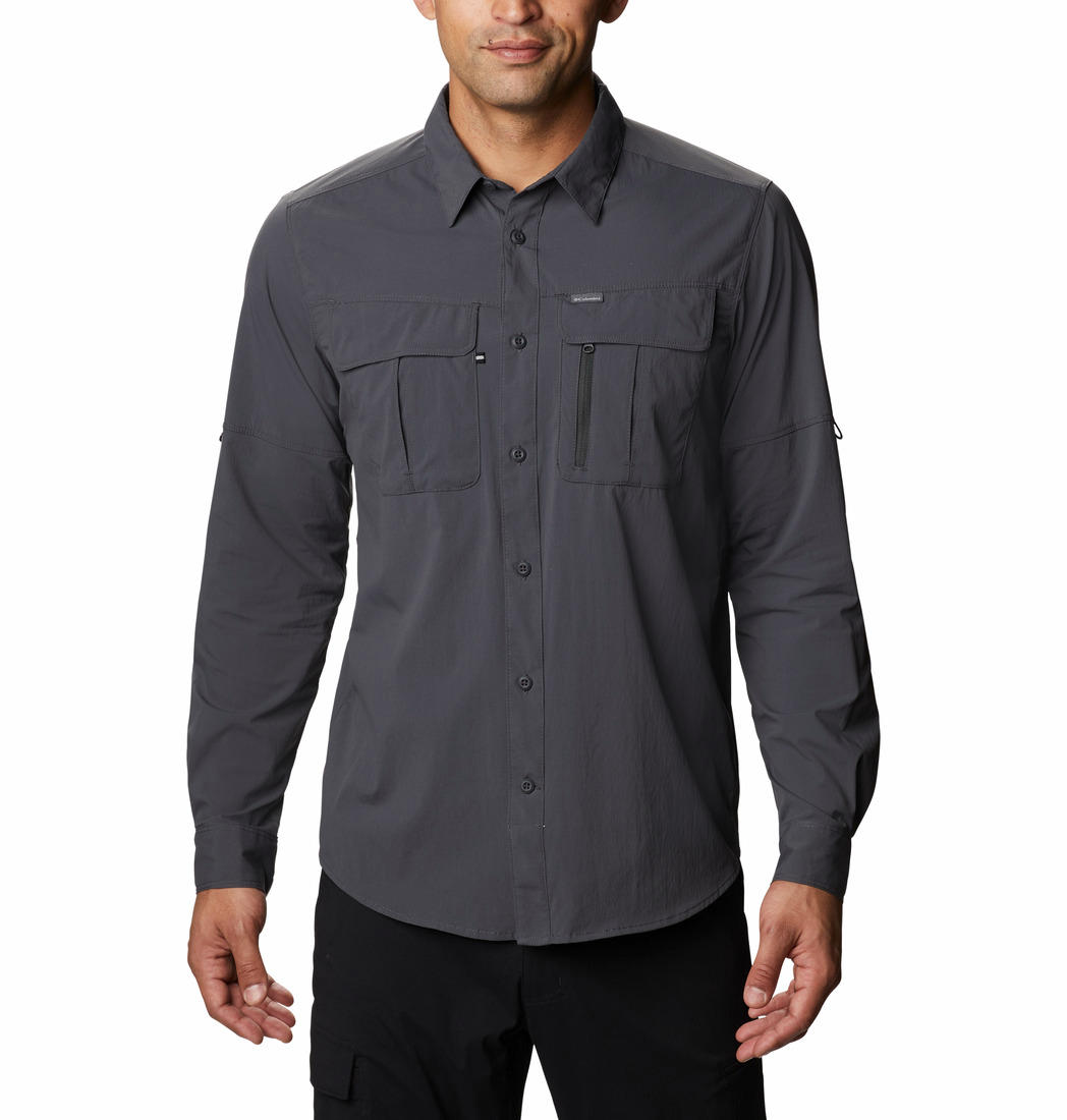 Columbia Men Grey Omni-Wick Newton Ridge Long Sleeve Shirt