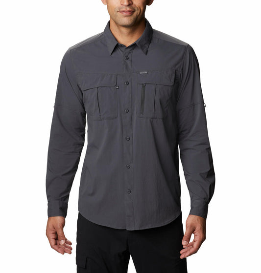 Columbia Men Grey Omni-Wick Newton Ridge Long Sleeve Shirt