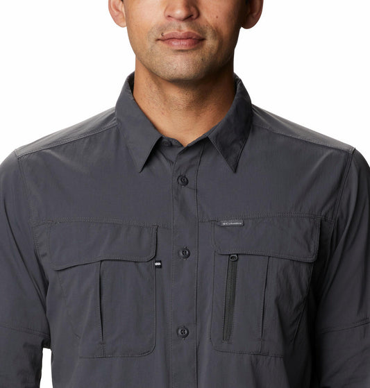 Columbia Men Grey Omni-Wick Newton Ridge Long Sleeve Shirt