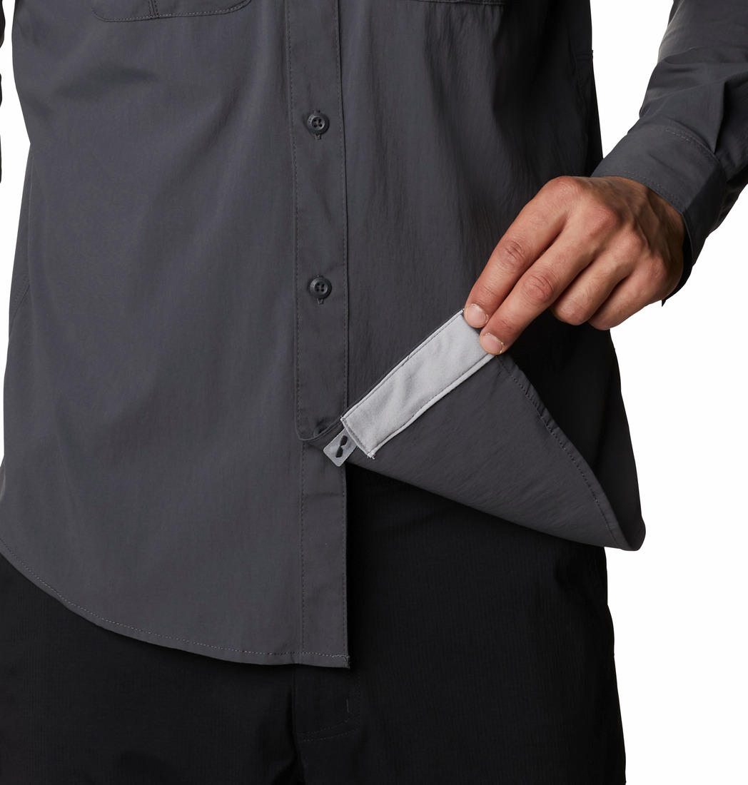 Columbia Men Grey Omni-Wick Newton Ridge Long Sleeve Shirt