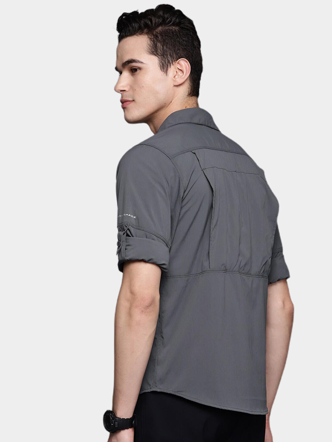 Columbia Men Grey Omni-Wick Newton Ridge Long Sleeve Shirt