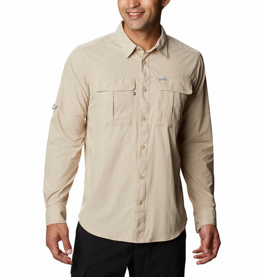 Columbia Men Beige Omni-Wick Newton Ridge Long Sleeve Shirt