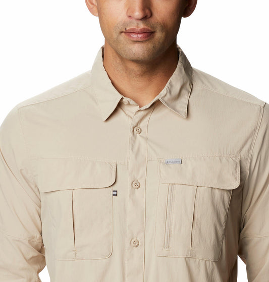 Columbia Men Beige Omni-Wick Newton Ridge Long Sleeve Shirt