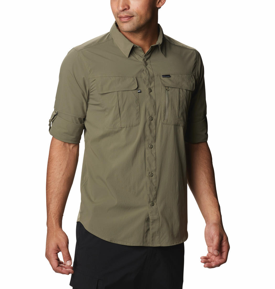 Columbia Men Green Omni-Wick Newton Ridge Long Sleeve Shirt