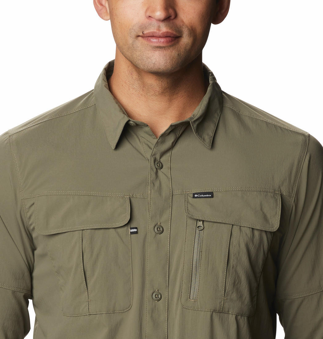Columbia Men Green Omni-Wick Newton Ridge Long Sleeve Shirt