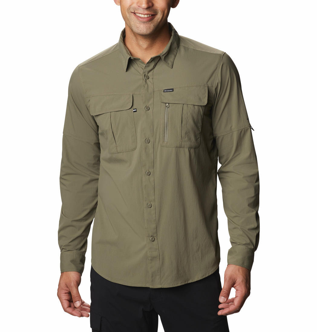 Columbia Men Green Omni-Wick Newton Ridge Long Sleeve Shirt
