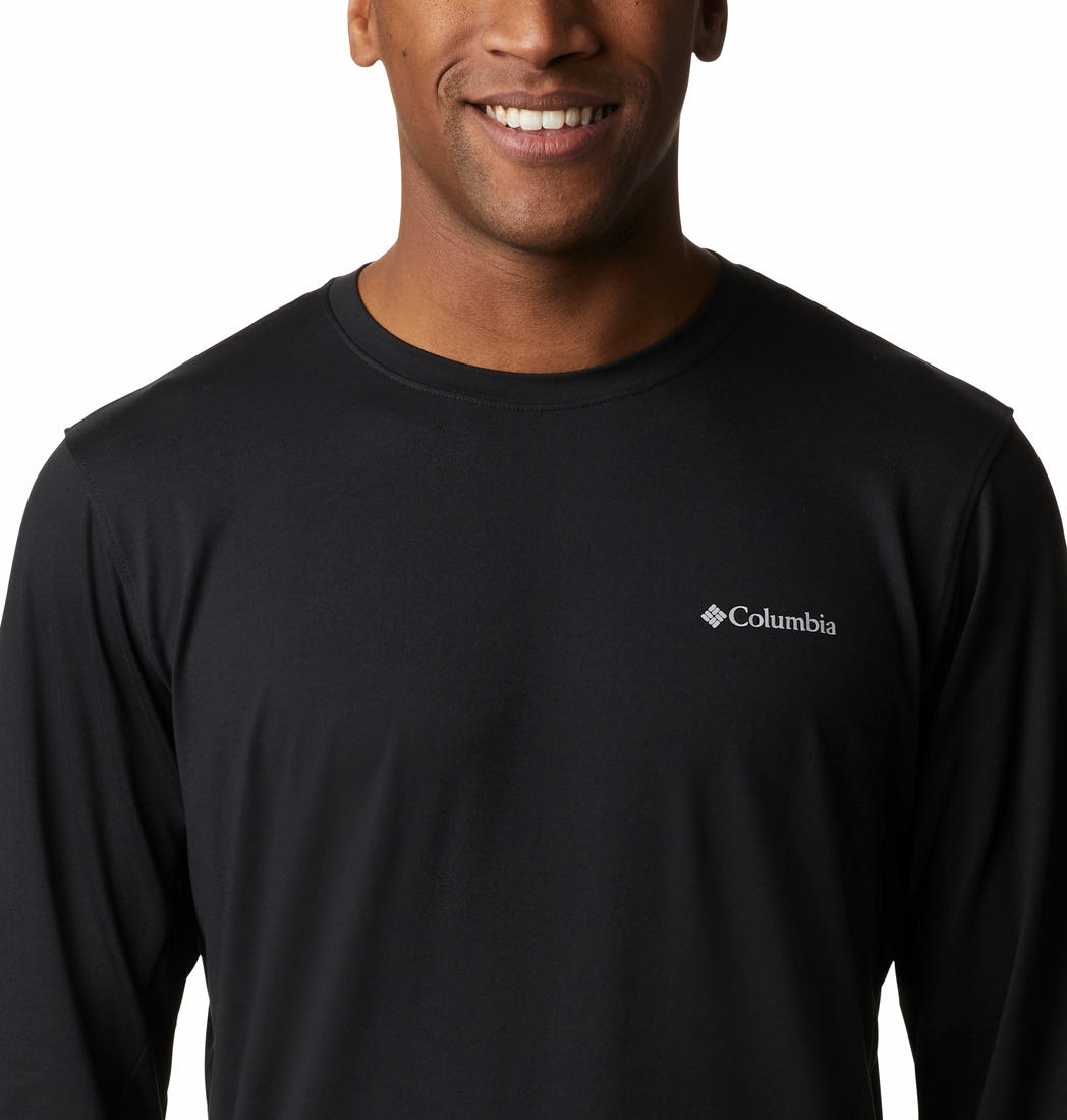 Columbia Mens Black Tech Trail Long Sleeve Crew II Tshirt