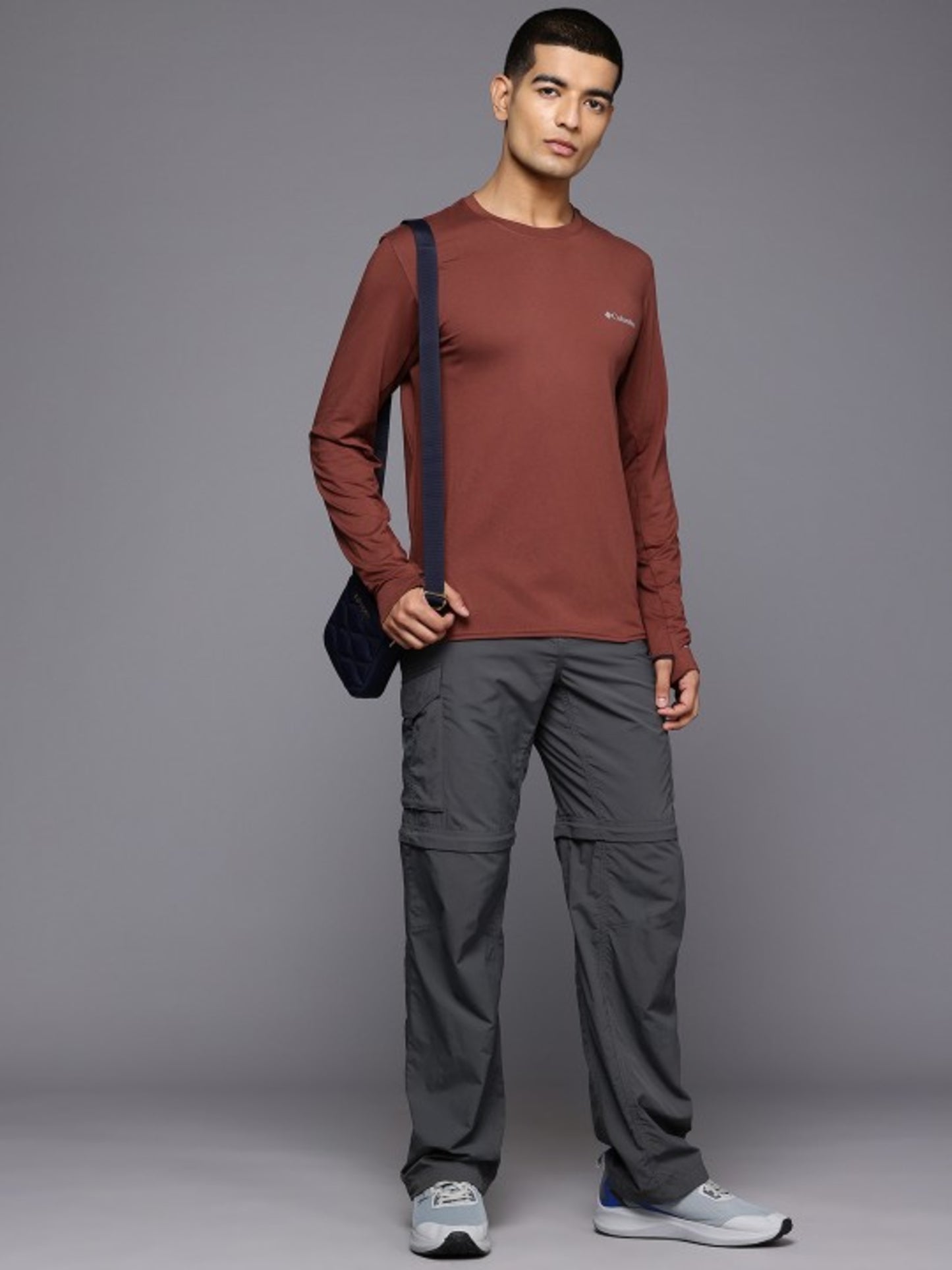 Columbia Men Red Tech Trail Long Sleeve Crew II (Sun Protection)