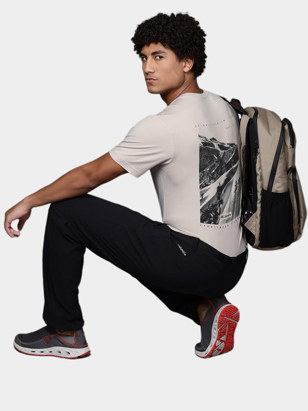 Columbia Men Beige Tech Trail Graphic T-Shirt