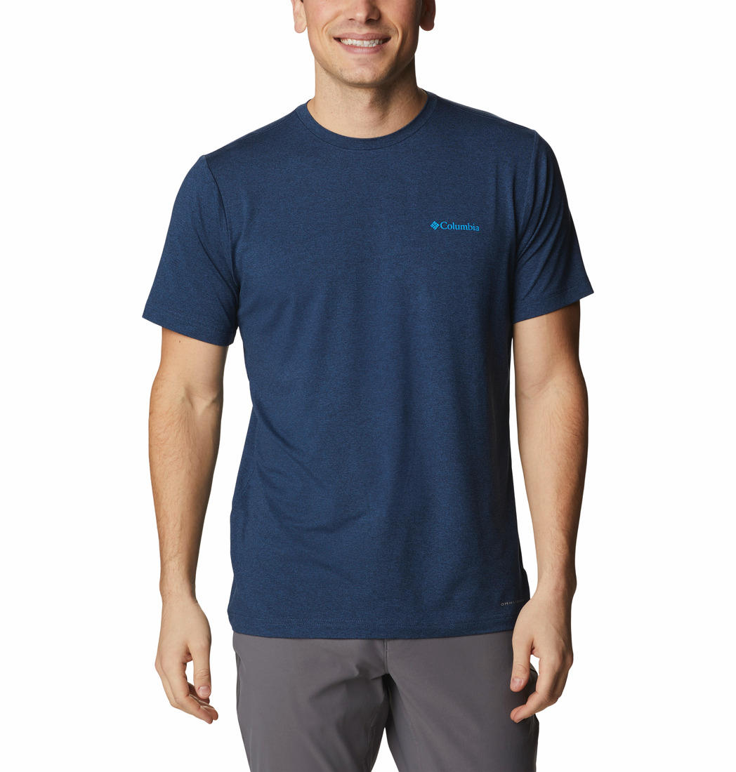 Columbia Men Navy Blue Tech Trail Graphic T-Shirt
