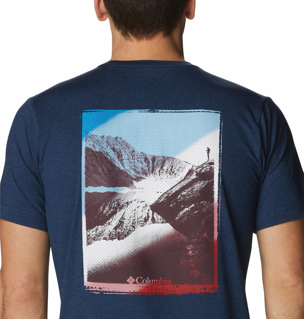 Columbia Men Navy Blue Tech Trail Graphic T-Shirt