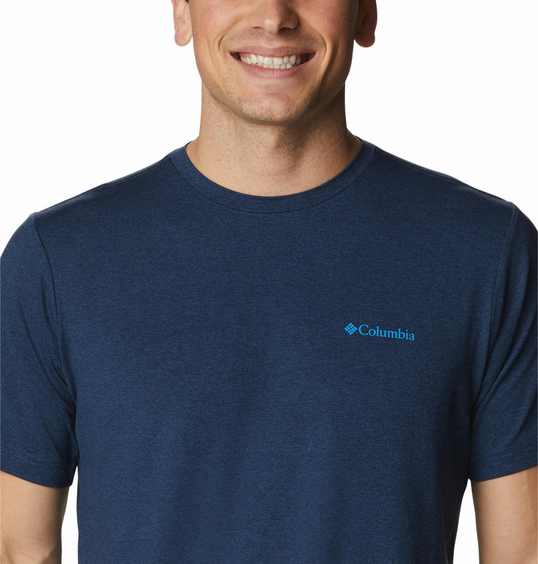 Columbia Men Navy Blue Tech Trail Graphic T-Shirt